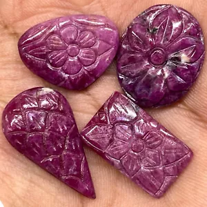 4 Pcs Natural Ruby Unheated Rare Moghul Carved Exclusive Gemstones Lot 60.20 Cts - Picture 1 of 15