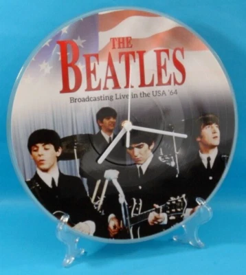 BEATLES CLOCK Vinyl Record Upcycled Picture Disc Wall CLOCK 12P096 LIVE IN USA - Image 1 of 4