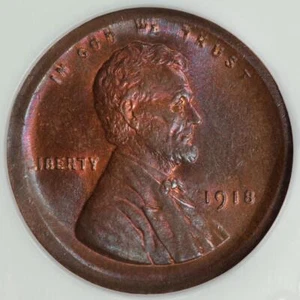 1918 NGC MS65 RB Broadstruck 106 Year Old Wheat Cent Mint Error Beautiful Color - Picture 1 of 4