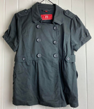 edc Short Sleeve Women's Jacket/Top Size Large Dark Grey, Buttons, Collar Pocket