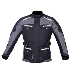 Chaqueta de motocicleta impermeable textil CE reflectores blindados negra - Imagen 1 de 3