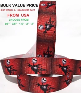 50 - 25 YD Ripsband 5/8", 7/8, 1,5", 2", 3" Weihnachten Albtraum H116 (GROSSPACKUNG) - Bild 1 von 1