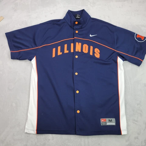 Illinois Fighting Illini Jersey Mens Medium Blue Orange Baseball Practice WarmUp Cover