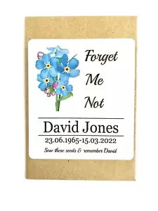 Personalised Funeral Favours Forget Me Not Memorial Remembrance Seeds x 12 (F2) - Picture 1 of 3