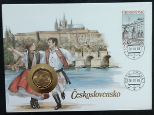 Czechoslovakia Cover With Coin & Stamp CTO 1985-ZZIAA