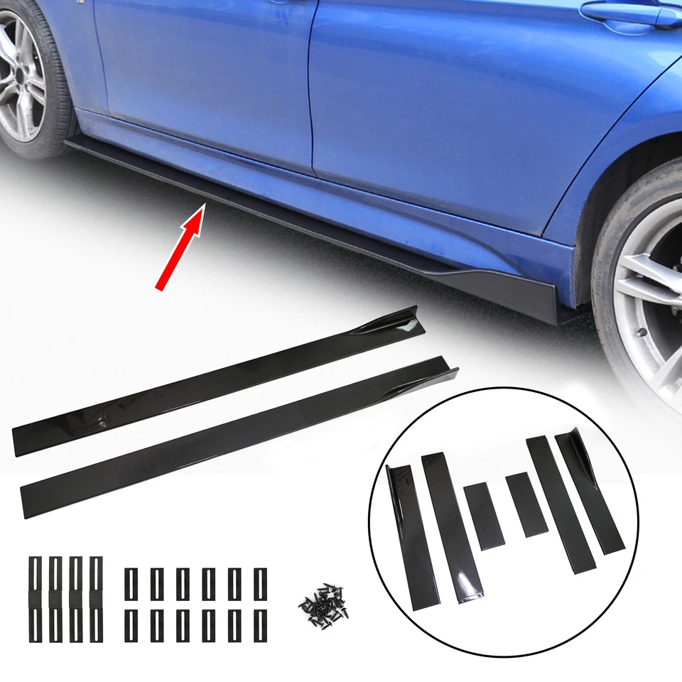 86.6" Universal Side Skirt Extensions Rocker Panel Splitters Lip Carbon Fiber - Image 1 of 4