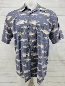 Faded Pendleton Men's Fish Pattern Cotton Short Sleeve Button-Up Shirt SZ Large - Picture 1 of 8