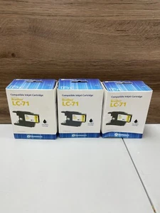 3 PACK Remanufactured Black Standard Ink Cartridge-Compatible with Brother LC-71 - Picture 1 of 1