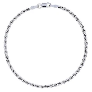 14K White Gold 2.5mm Diamond Cut Rope Bracelet Mens Womens 7" 7.5" 8" 8.5" 9" - Picture 1 of 48
