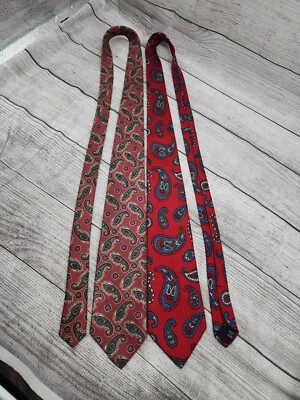 TWO Polo by Ralph Lauren 100% Silk Tie  Paisley Made by Hand in USA - Image 1 of 4