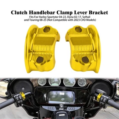 Clutch Handlebar Clamp Lever Bracket Glod For Harley Touring Road King 2008-25 - Image 1 of 4