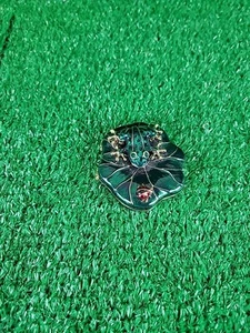 Vintage Enamel & Crystal Green Frog on Lily Pad w/ Ladybug Treasure Trinket Box - Picture 1 of 6