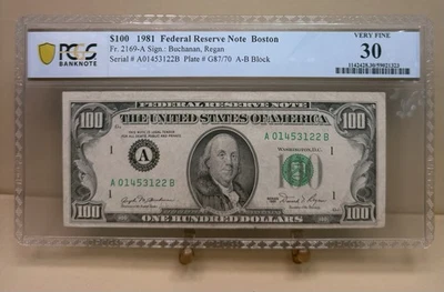 1981 Series $100-Boston Banknote - PCGS VERY FINE 30 - Image 1 of 2