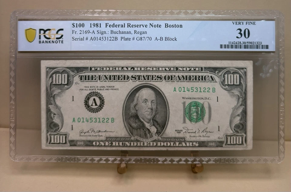 1981 Series $100-Boston Banknote - PCGS VERY FINE 30 - Image 1 of 2