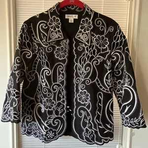 A-Coldwater Creek Gr. 6 schwarz/weiß Jacke/ Baumwolle - Bild 1 von 14