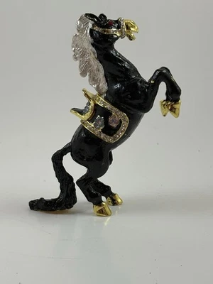 Caja de baratija con joyas RUCINNI caballo con silla magnética + cristales de Swarovski raro Foto 1 de 4