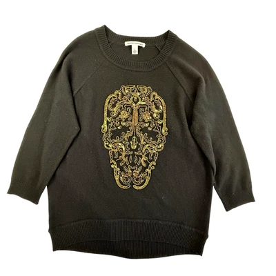 Осень кашемир сахар череп бронза блестки бисером свитер размер большой черный - Изображение 1 из 4