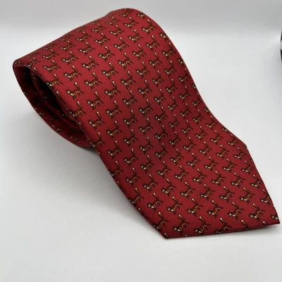 Brooks Brothers Makers seda estampada Itália masculina gravata motivo raposas 60” x 3 5/8 - Imagem 1 de 4