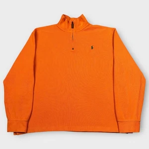 Polo Ralph Lauren Sweater Mens L Orange Estate Rib 1/4 Zip Pullover Embroidered - Picture 1 of 9