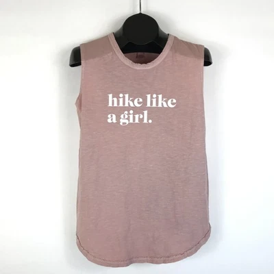 Camiseta Alternativa 'Hike Like A Girl' Sin Mangas Para Mujer Rosa Mediana 100% Algodón Foto 1 de 4
