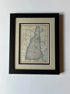1934 "Blue" NEW HAMPSHIRE State Map by C.S. Hammond, Framed/Dbl Mat SEE DESCRIP - Image 1 of 3