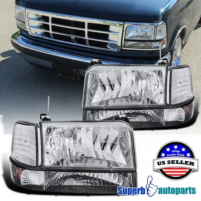 Fits 1992-1996 Ford F150 F250 F350 Bronco Headlights Corner Signal Bumper Lights - Image 1 of 4