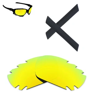 Hawkry Black Earsocks & 24K Gold Replacement Lens for-Oakley Jawbone Vented - Picture 1 of 4