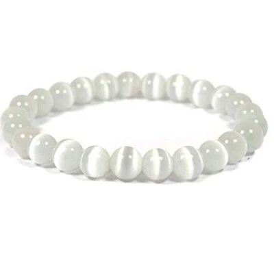 Genuine Selenite Beads Bracelet, Stretchy Crystal Bracelets, Energy Bracelet, - Image 1 of 4