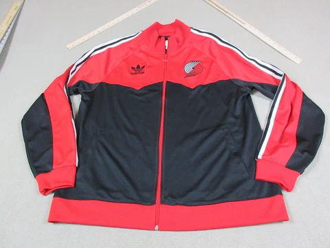 Portland Trail Blazers Jacket Mens Extra Large Black Red Full Zip Warm Up Top Cover