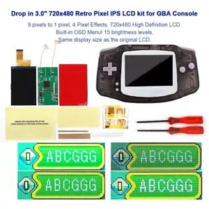 Easy Drop In 720x480 Pixel V5 IPS Backlit LCD+Pre-cut Cases For GBA--White lens - Picture 1 of 45