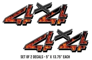 Juego de calcomanías laterales de caja para camión todoterreno 4x4 13,75"" x 5"" NARANJA LLAMA - Imagen 1 de 2
