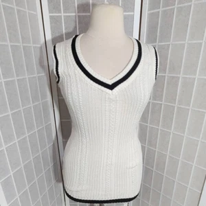 Gilet maglione senza maniche Forever 21 nero avorio nuovo con etichette taglia: media (6, 8) - Foto 1 di 4
