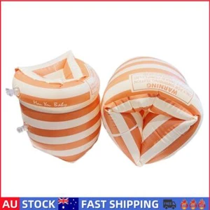 1Pair Arm Float Ring Double Air Bag Inflatable Arm Sleeve (Orange Stripe) - Picture 1 of 8