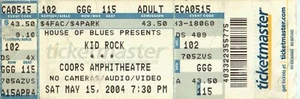 Boleto B Kid Rock House Of Blues CooRs Amphitheatre, 15 de mayo de 2004 - Imagen 1 de 2