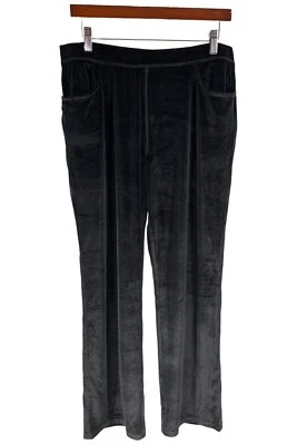 Quacker Factory Velvet Straight-Leg Pull-On Pants Black - Image 1 of 2