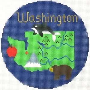Needlepoint Handpainted Washington Silver Needle Christmas 4" - Picture 1 of 1