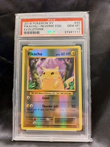 PSA 10 GEM MINT! 2016 POKEMON XY 35/108 PIKACHU REVERSE FOIL EVOLUTIONS - Picture 1 of 2