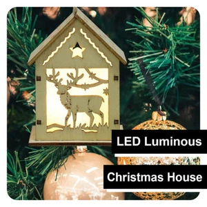 Linternas de Navidad con forma de casa de madera decoraciones hágalo usted mismo únicas - Imagen 1 de 15