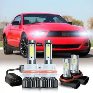 For Ford Mustang GT 2005-2012 10000K LED Headlight Hi/Low+Fog Light Combo Bulbs - Picture 1 of 14