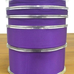 PURPLE GROSGRAIN RIBBON 3mm-38mm Thin Wide Solid Plain Rippled Cord CUT PER 1M - Picture 1 of 1