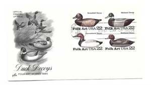 2138-41 Duck Decoys ArtCraft block of 4 FDC - Picture 1 of 1
