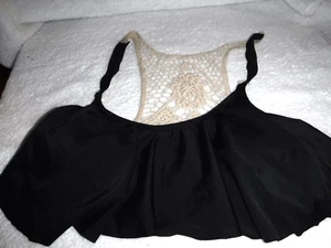 Charlotte Russe Black Swim Suit Top Padded Lace Size L Ruffle - Picture 1 of 2