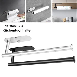 Edelstahl Küchenrollenhalter ohne Bohre Papierrolle Handtuchhalter Wandhalterung - Bild 1 von 14