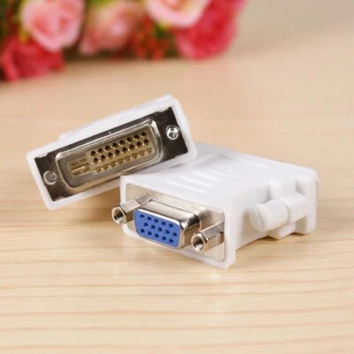 ADATTATORE DVI-I 24+5 PIN MASCHIO A VGA FEMMINA 15 PIN CONVERTITORE ADAPTER - Immagine 1 di 2