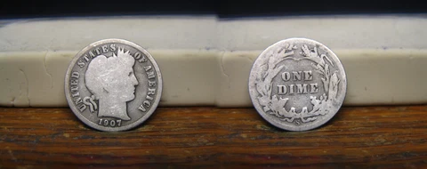 1907-S BARBER LIBERTY HEAD SILVER DIME 1907S US COIN Cover