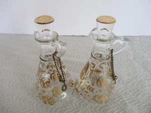Coppia Vintage Nocciola Atlante Olio~Aceto Cruets con G Briard Firmato Giardino Persiano - Foto 1 di 13