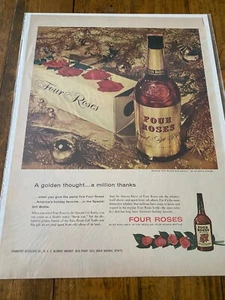 Anuncio de Navidad vintage 1954 Four Roses Whiskey A Golden Thought - Imagen 1 de 1