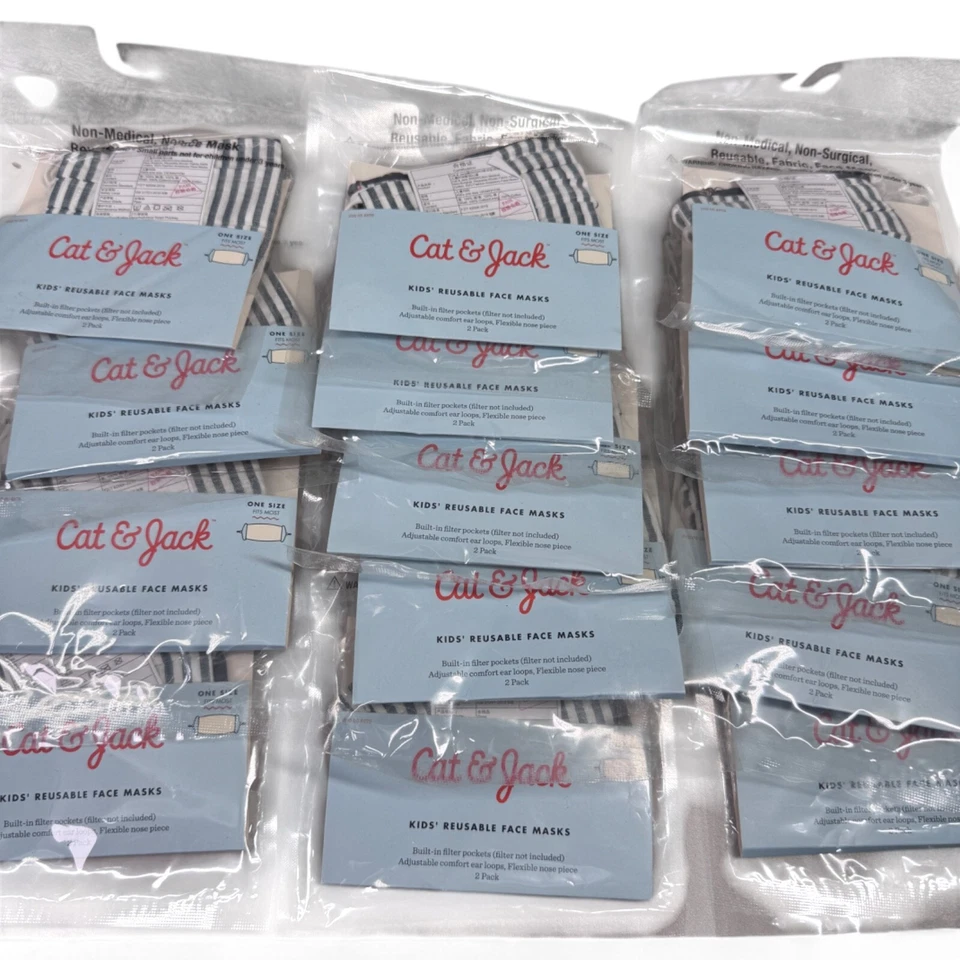 Kids' Lot of 2pks # 4 Distsy Flora Striped Mask - Cat & Jack . Navy Lot Of 14 - Image 1 of 4