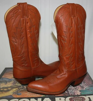 Nocona Women's Western Boots Tan Cognac Brown Deer tan leather size 6.5-7 NEW - Image 1 of 4