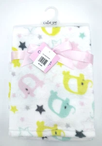 Cutie Pie Baby Boa Blanket Security Lovey Elephants Yellow Pink Green Blue Stars - Picture 1 of 6